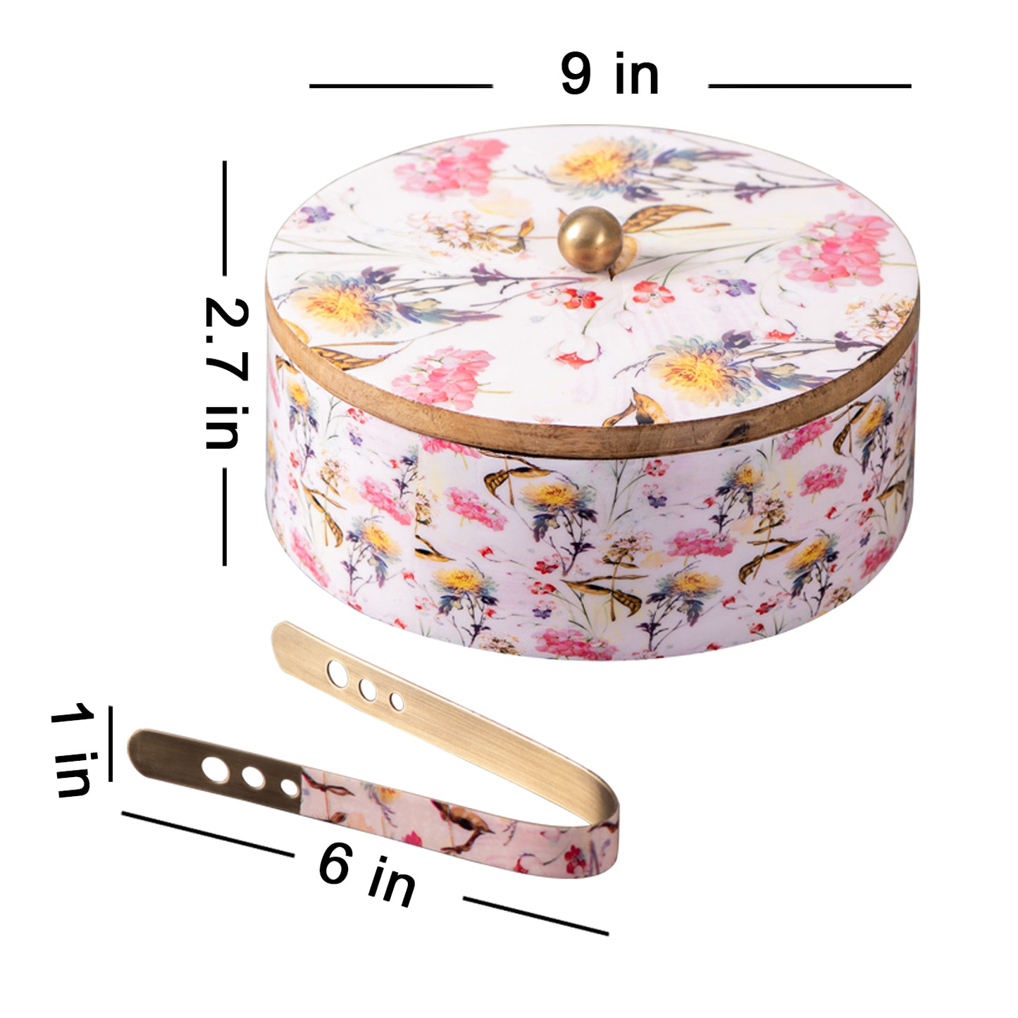 Flower Enamel Print Masala, Roti Box & Cake stand Set