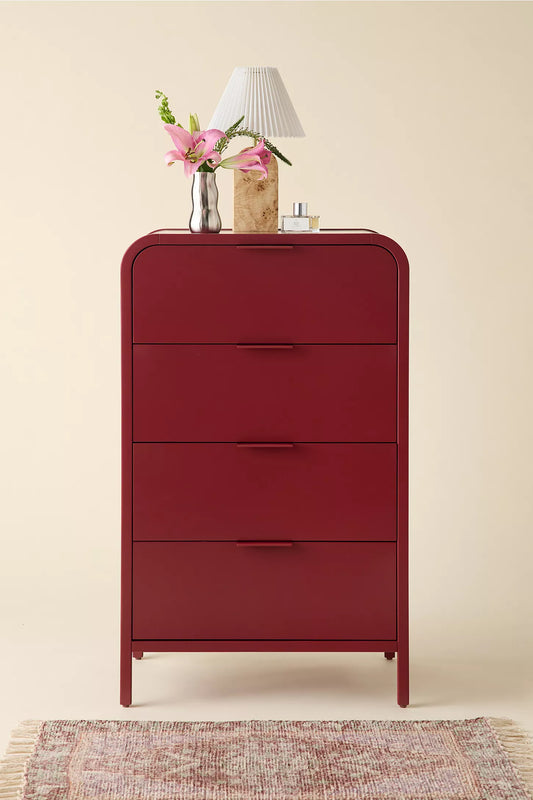 Kane Tall 4-Drawer Dresser -Maroon