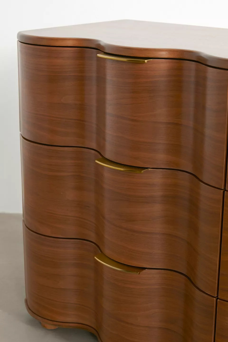 Aria 6-Drawer Short Wood Squiggle Dresser - Brown