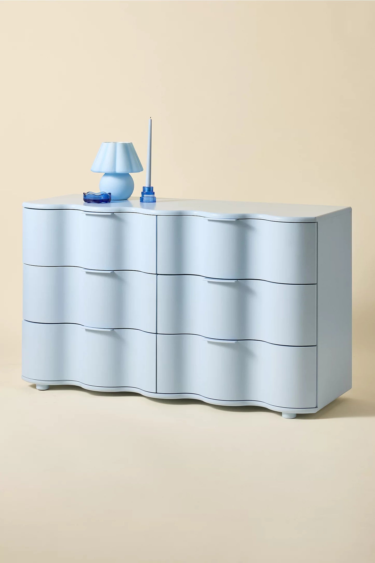 Aria 6-Drawer Short Squiggle Dresser - Blue