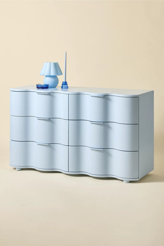 Aria 6-Drawer Short Squiggle Dresser - Blue