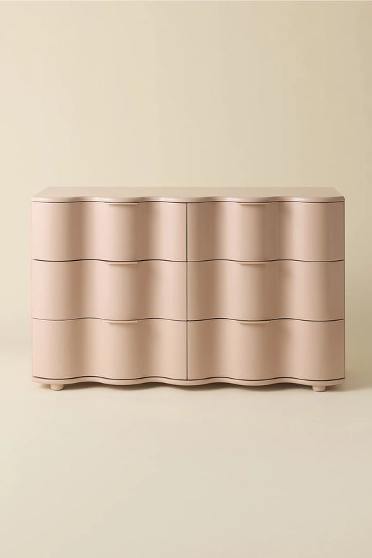 Aria 6-Drawer Short Squiggle Dresser - Rose