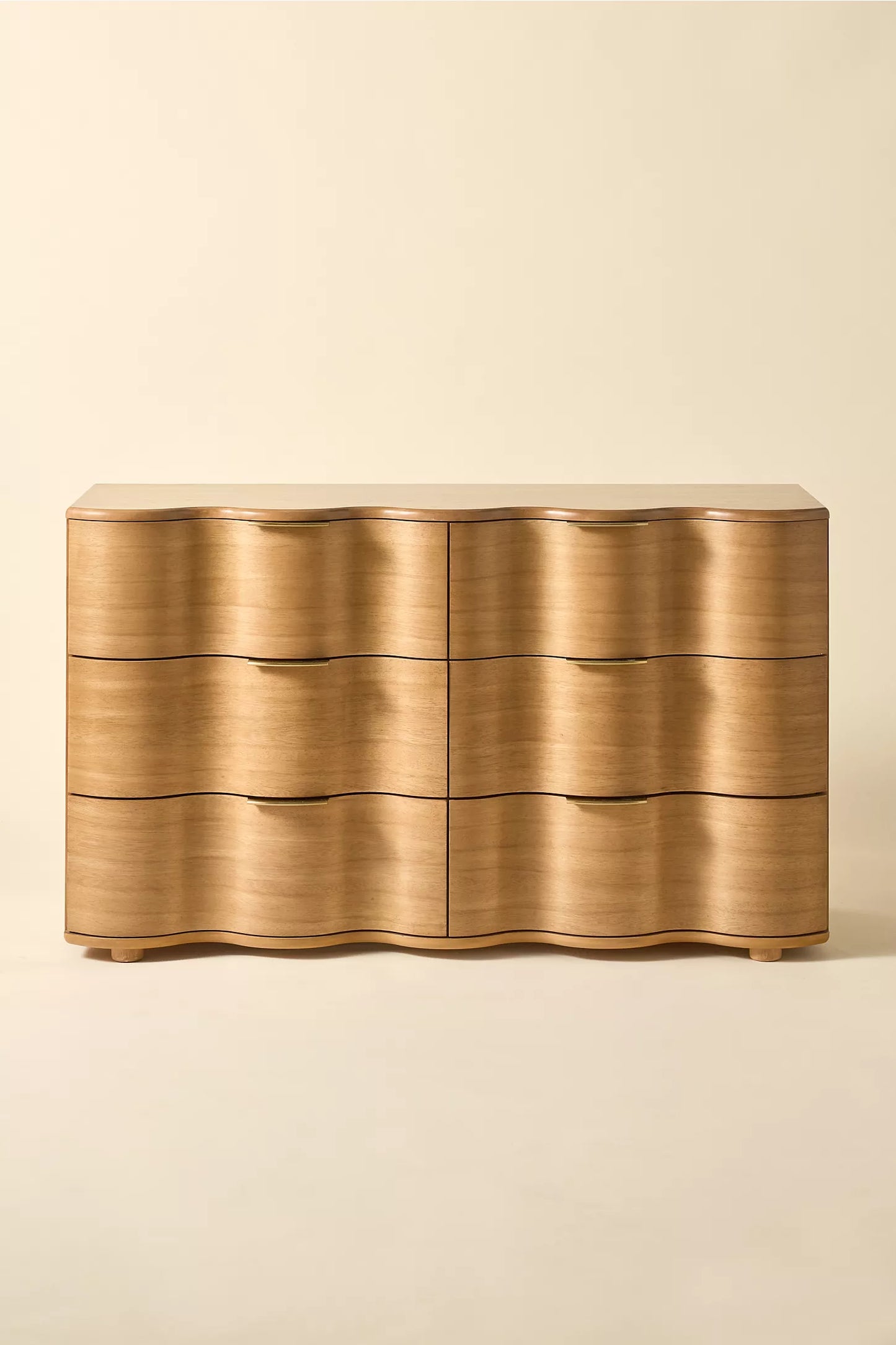 Aria 6-Drawer Short Wood Squiggle Dresser- Natural