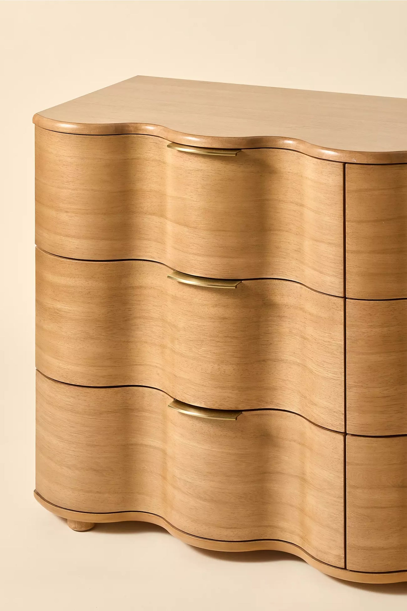 Aria 6-Drawer Short Wood Squiggle Dresser- Natural