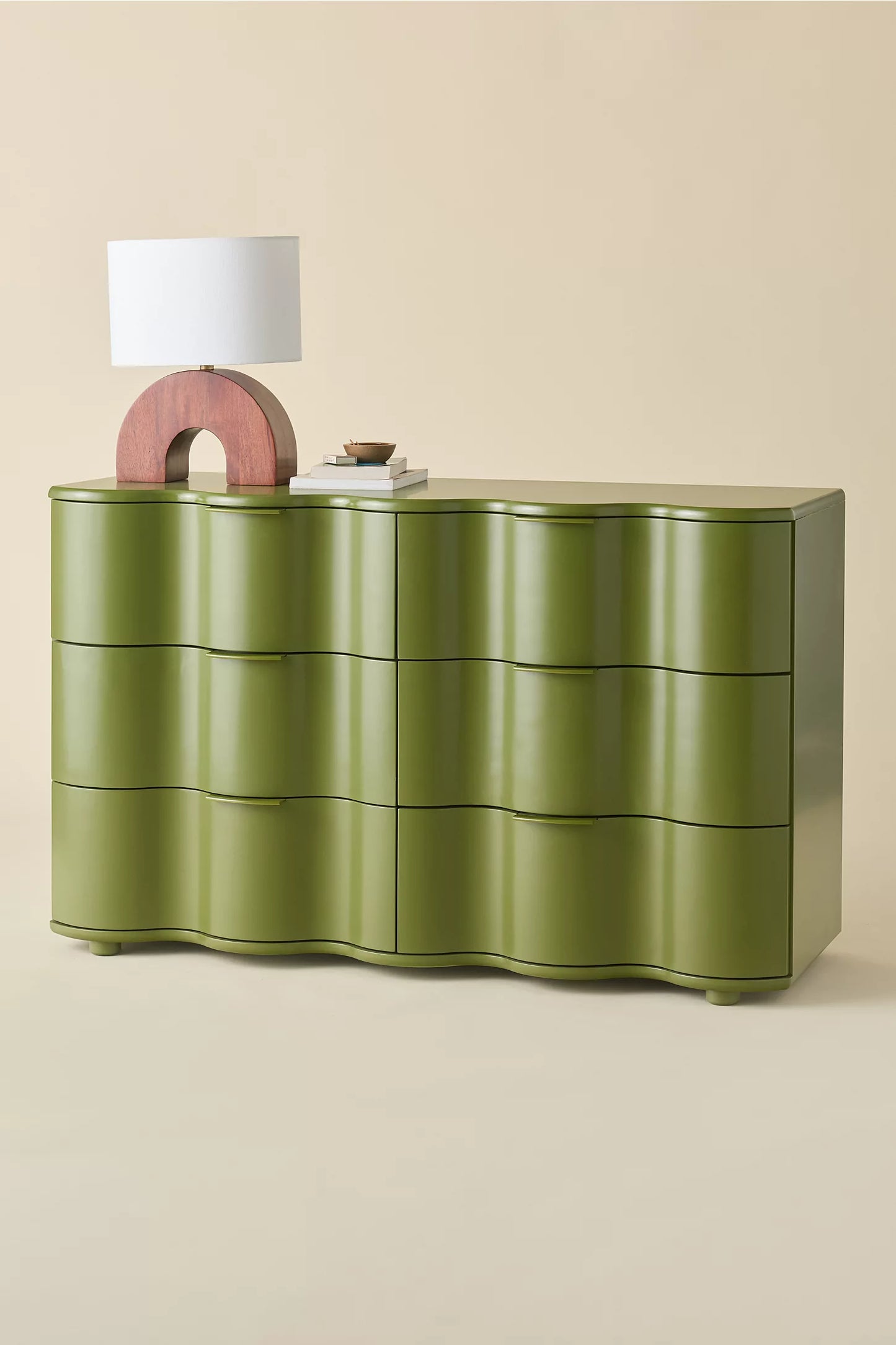 Aria 6-Drawer Short Squiggle Dresser - Lichen