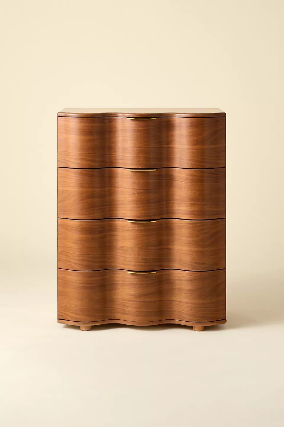 Aria Wood Tall 4-Drawer Squiggle Dresser - Brown