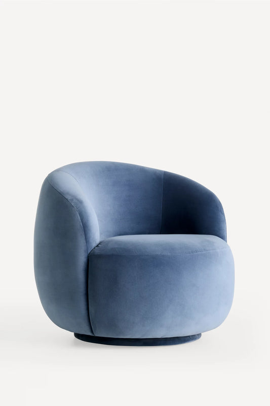 Cosette Velvet Swivel Chair Steel Blue