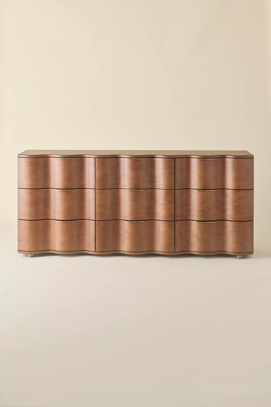 Aria 9-Drawer Wide Squiggle Dresser - Espresso