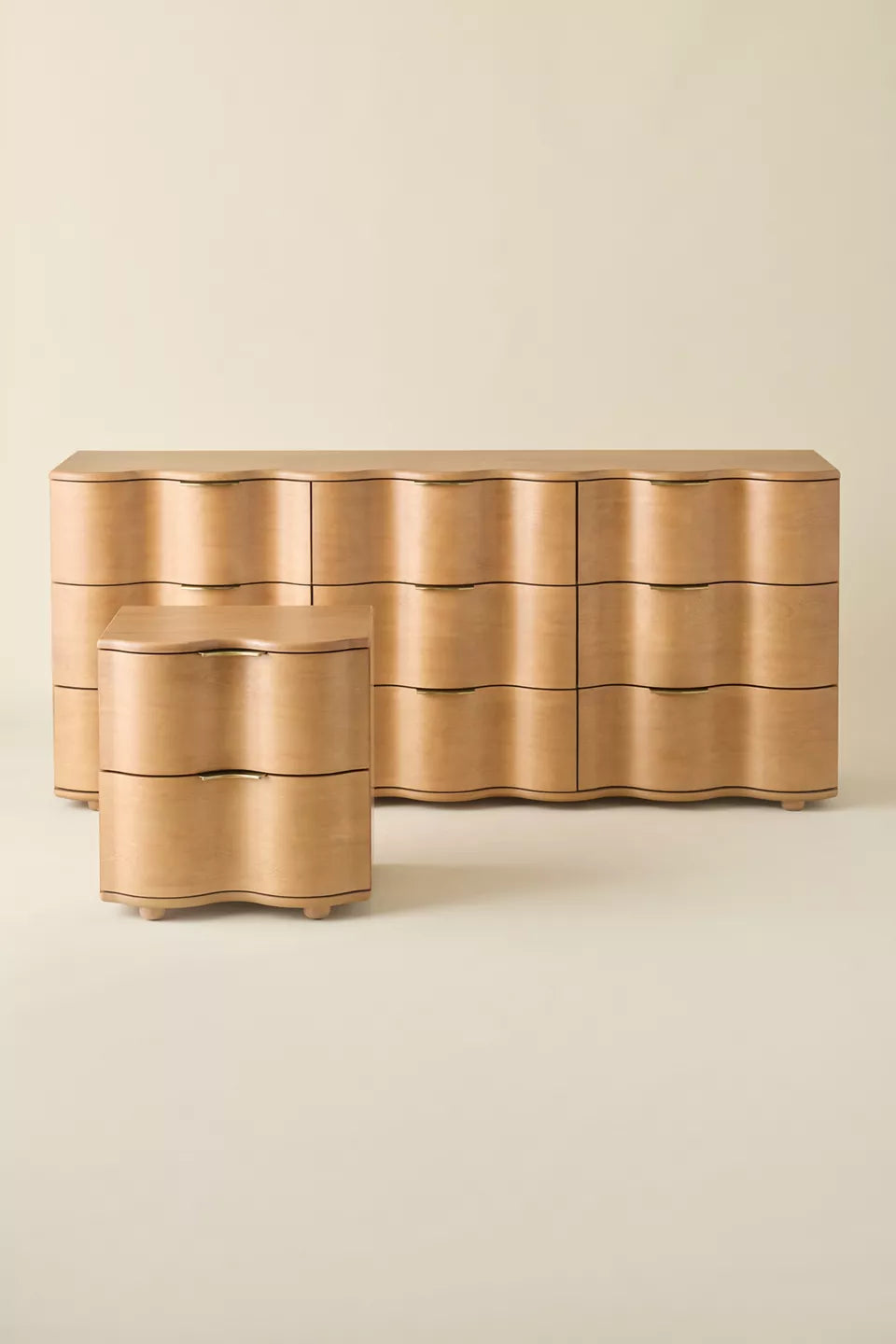 Aria 9-Drawer Wide Squiggle Dresser - Acorn