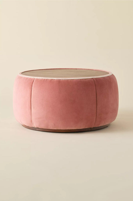 Jane Round Velvet Storage Coffee Table
 Pink Velvet