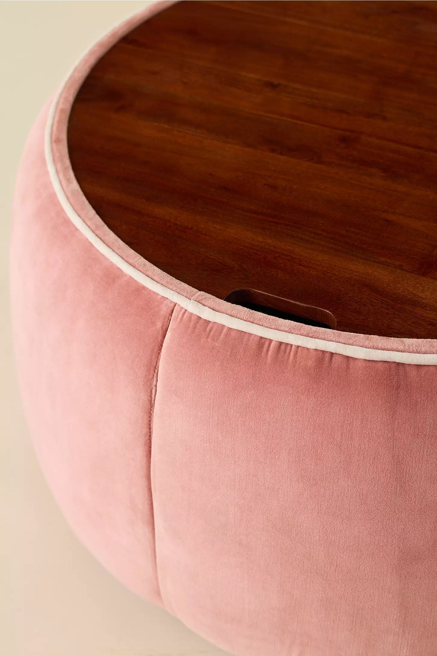 Jane Round Velvet Storage Coffee Table
 Pink Velvet