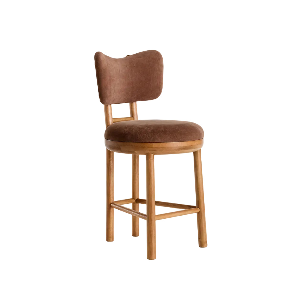 Irie Velvet Oak Wood Counter Stool