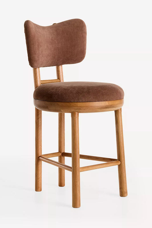 Irie Velvet Oak Wood Counter Stool