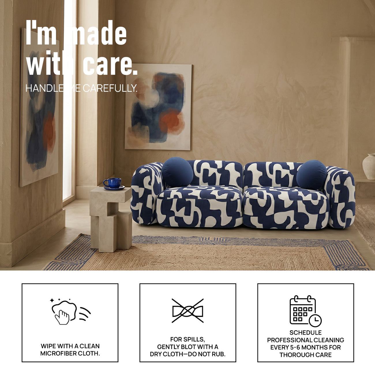 Avelon Modular Navy Blue 5 - Seater Leather Sofa