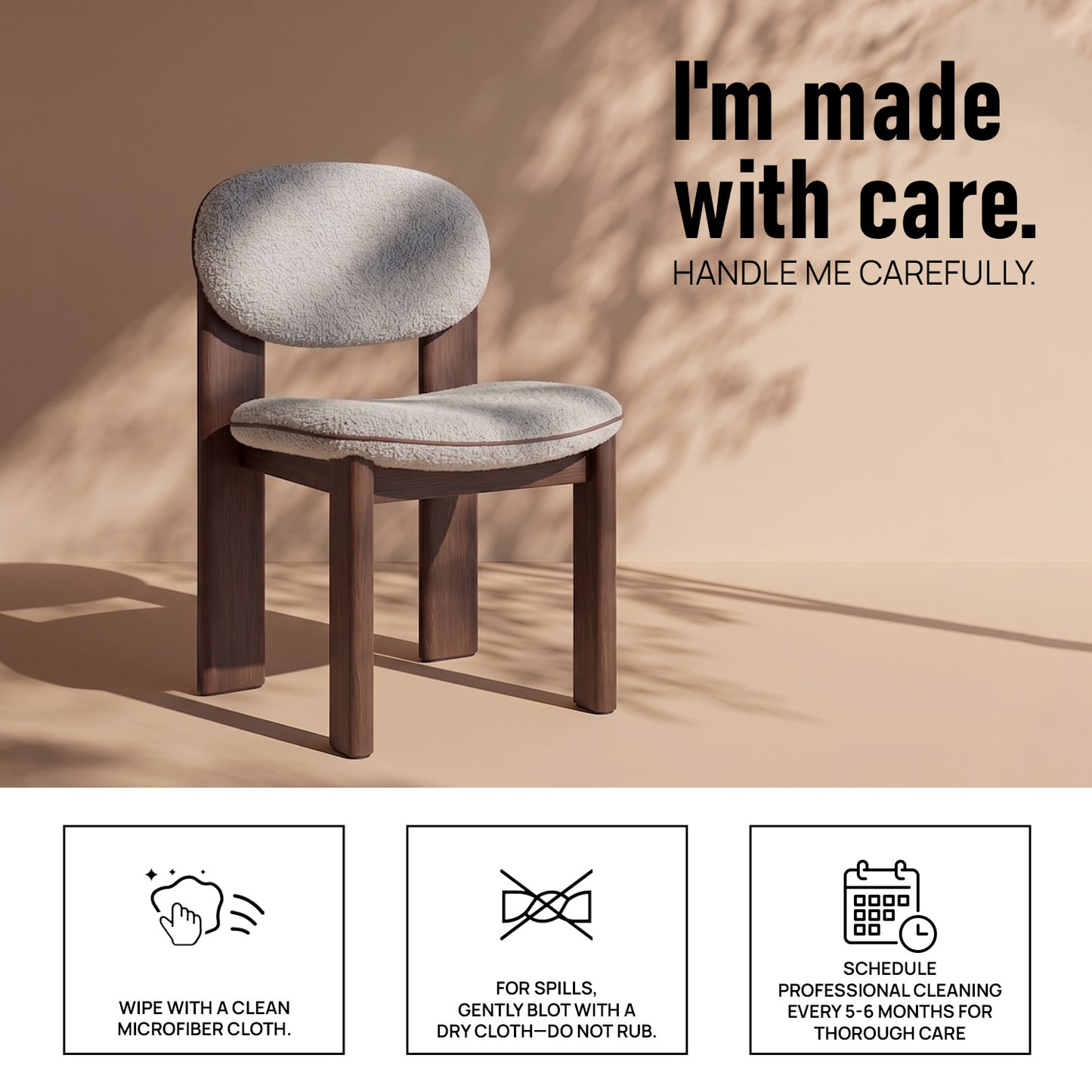 Neerlo Soft Back Grey & Walnut Boucle Dining Chair