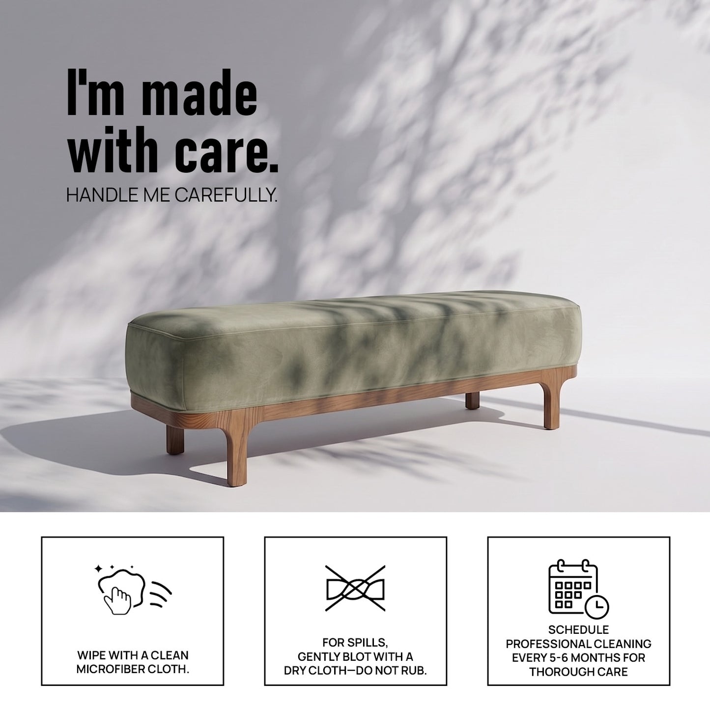 Eldora Slimline Green Velvet Bench