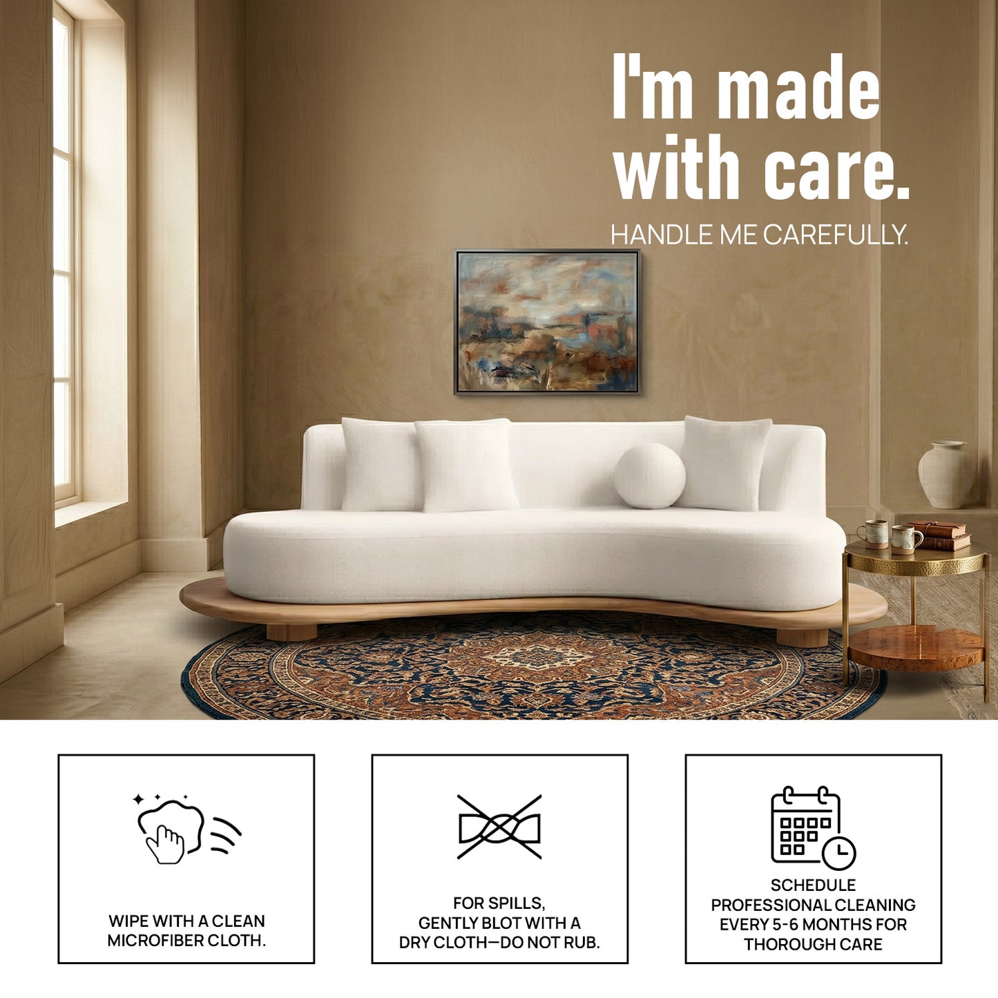 Orbis Sculpt Beige 3 - Seater Boucle Sofa