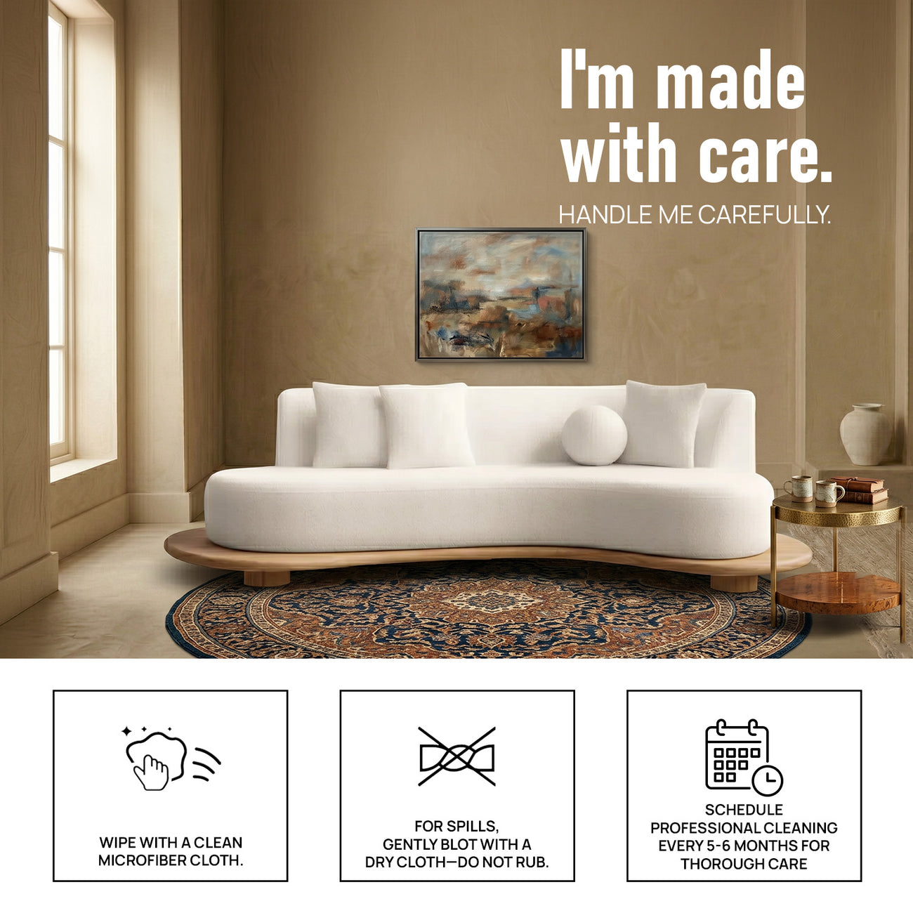 Orbis Sculpt Beige 3 - Seater Boucle Sofa