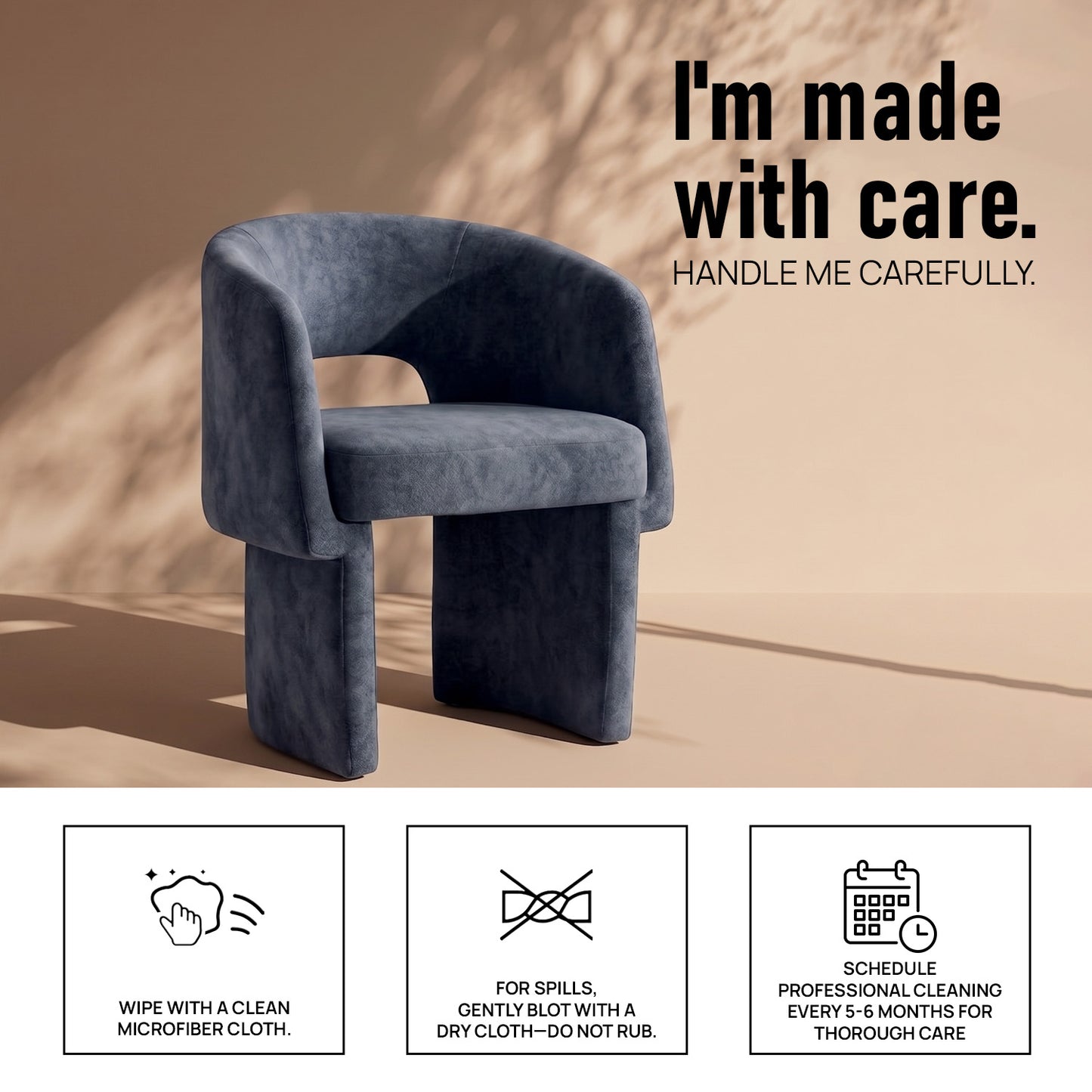 Vaerelle Sculpt Block Steel Blue Velvet Lounge Chair