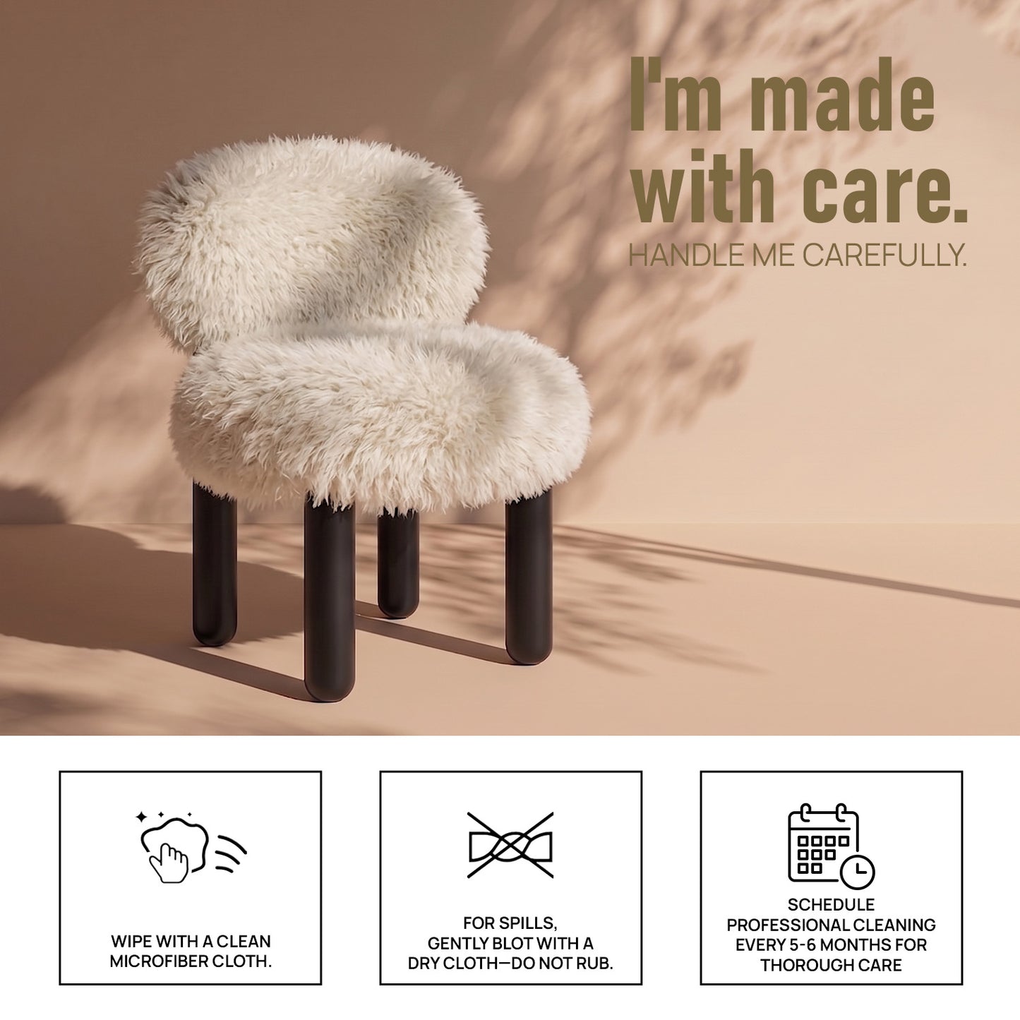 Sneuglo Plush Cream & Black Faux Fur Lounge Chair