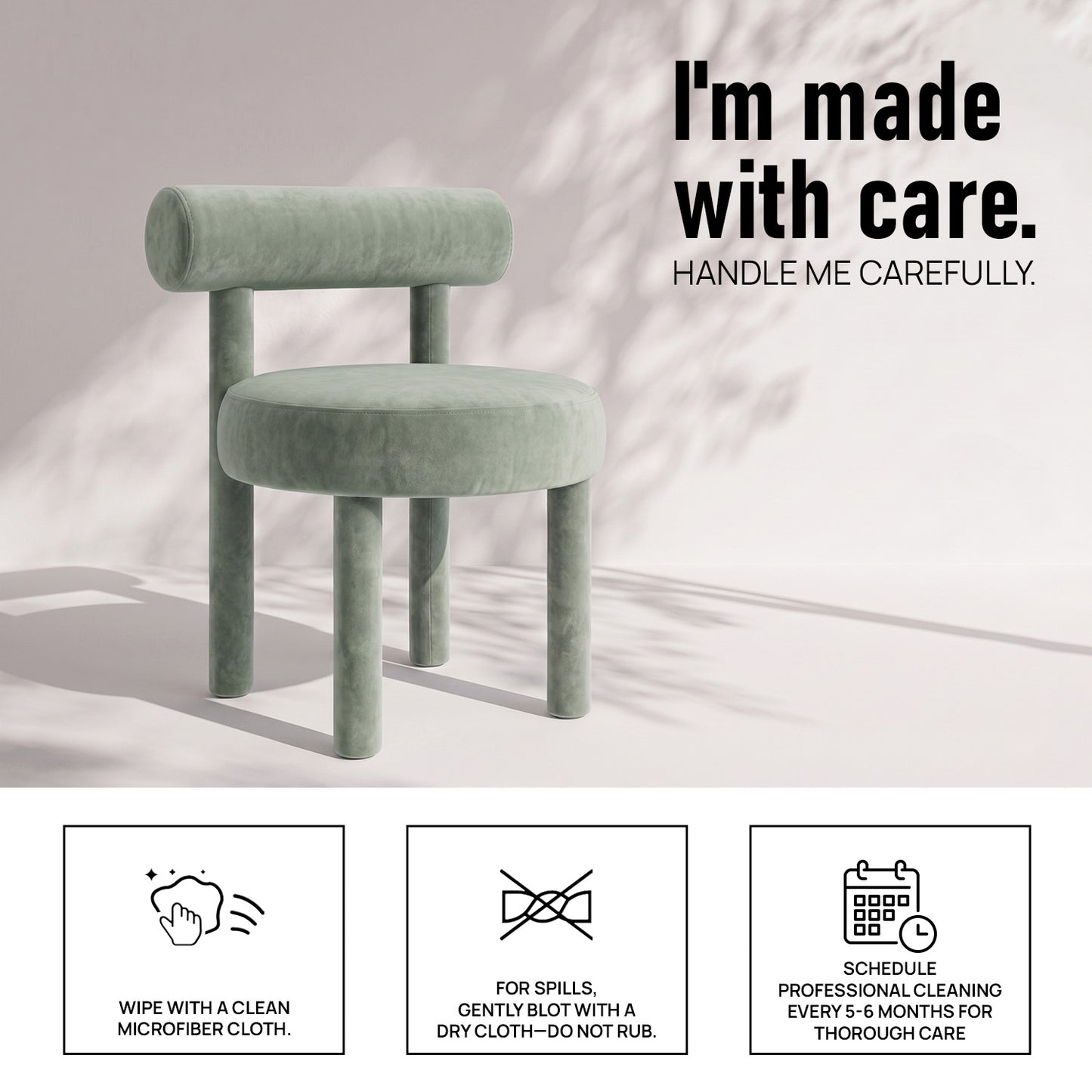 Elevara Cylinder Back Olive Green Cotton Boucle Dining Chair