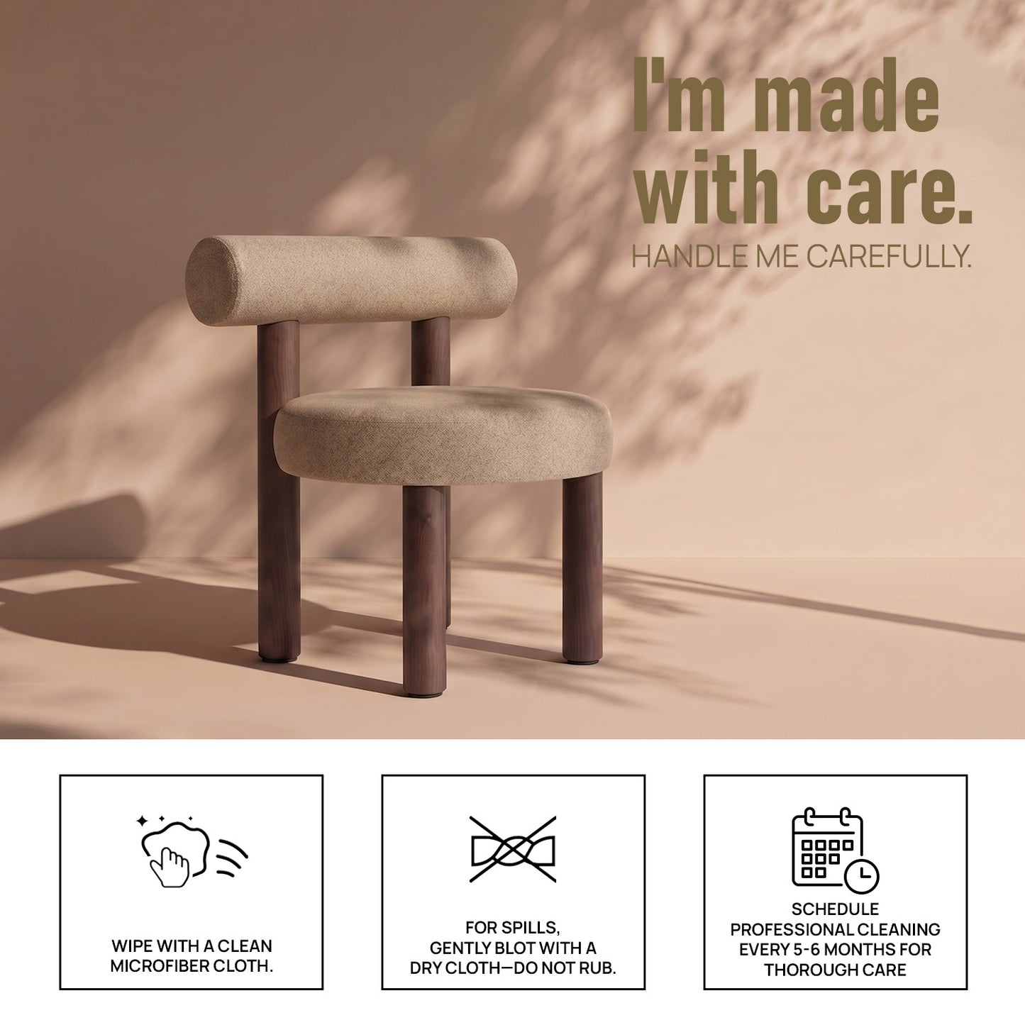 Eleto Minimal Natural Beige Velvet Dining Chair