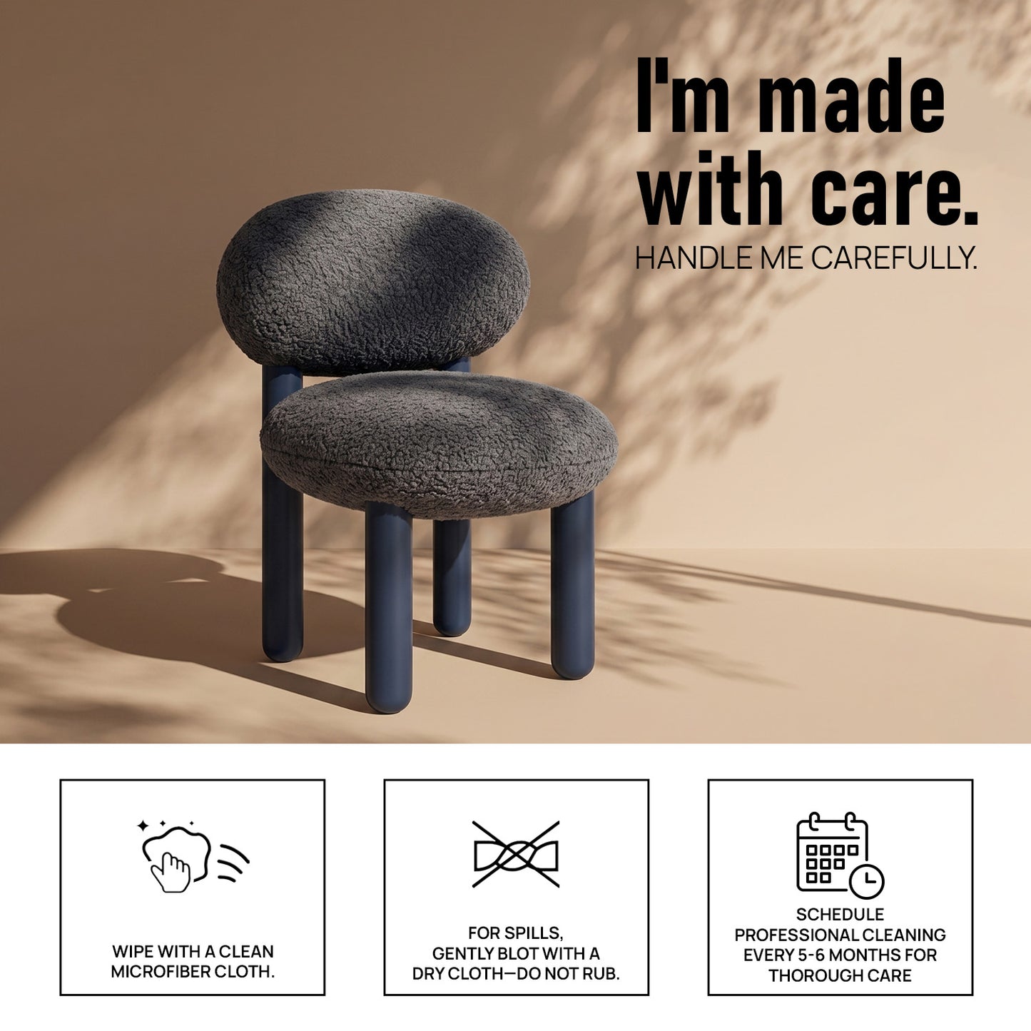 Boevian Bubble Charcoal Grey Boucle Lounge Chair