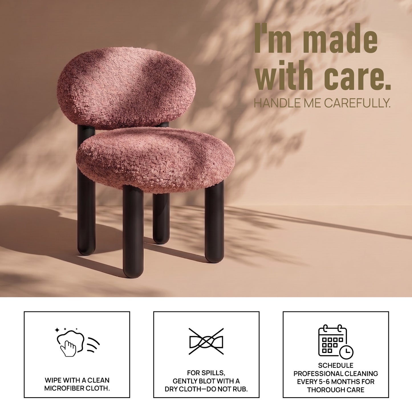 Boevian Bubble Pink Boucle Lounge Chair