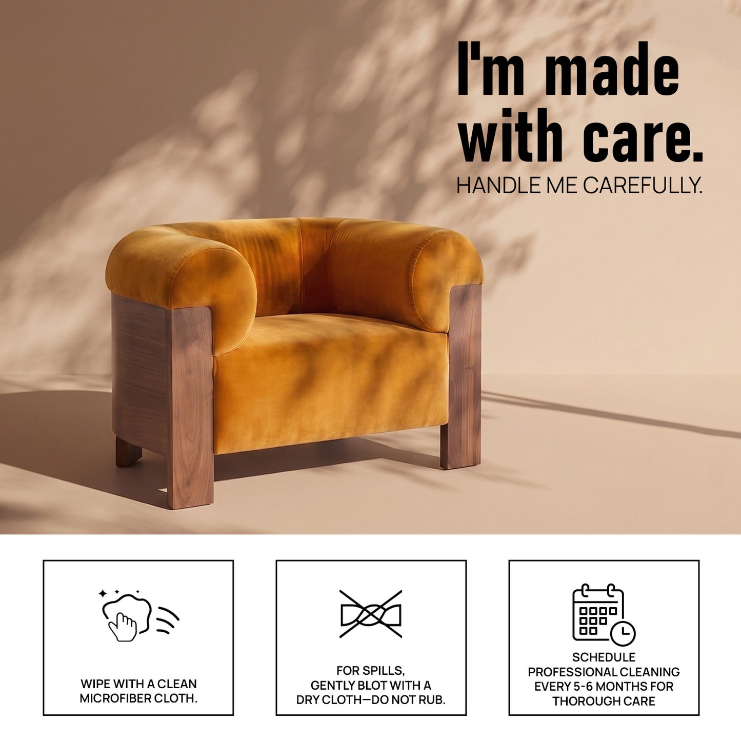 Treevino Wooden Arm Amber Brown Velvet Lounge Chair