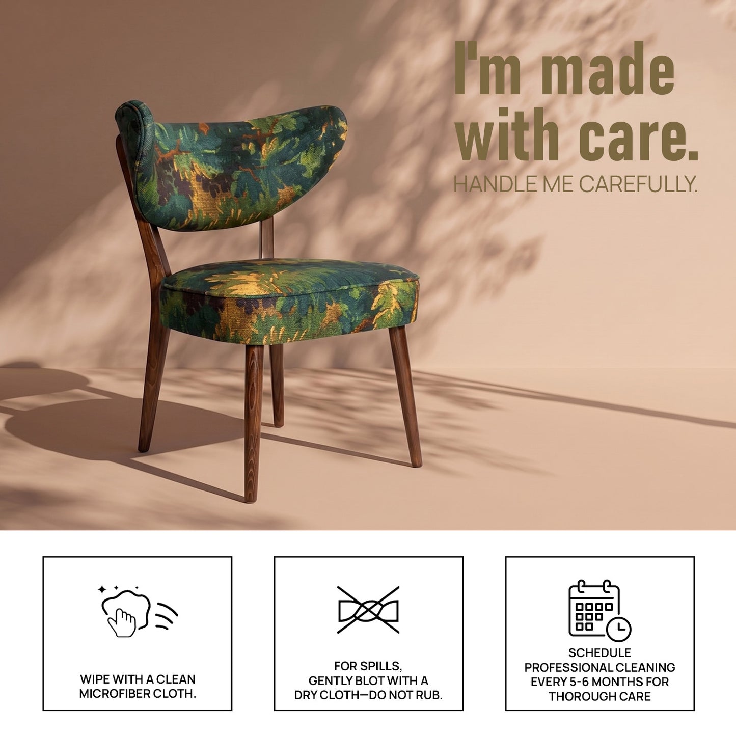 Fleorique Pattern Botanical Green Linen Lounge Chair