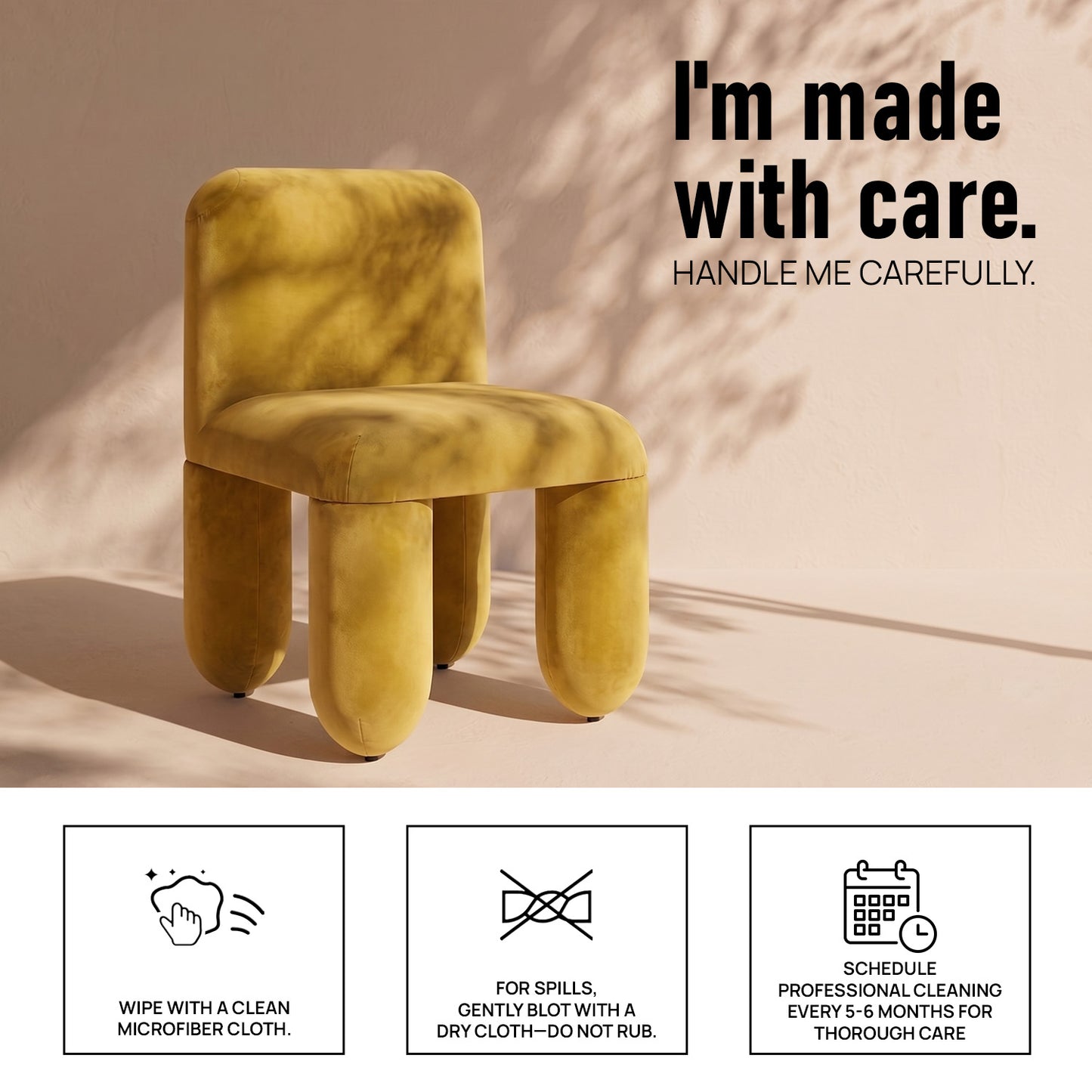 Dreoven Sculpt Yellow Quad Velvet Chair