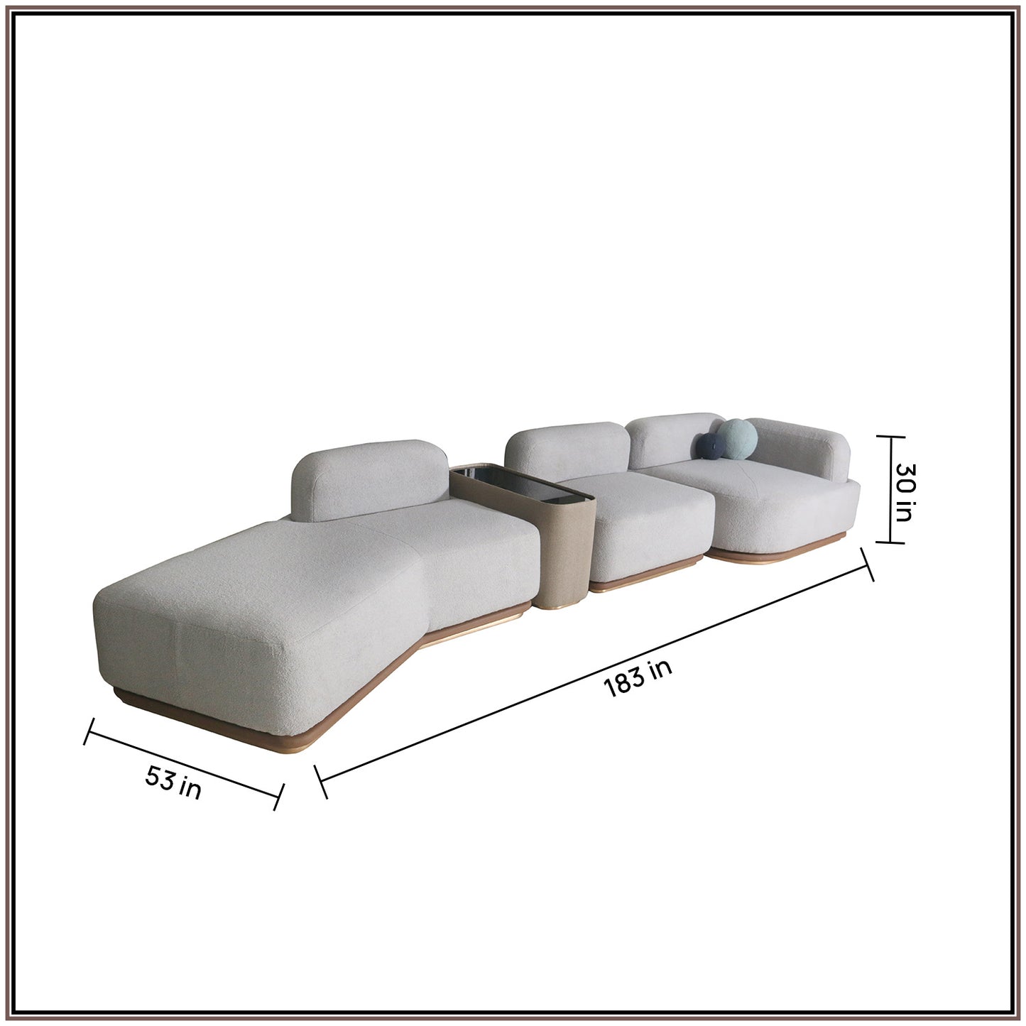 AuraCurve 5 Seater Modular Sofa - Grey Boucle