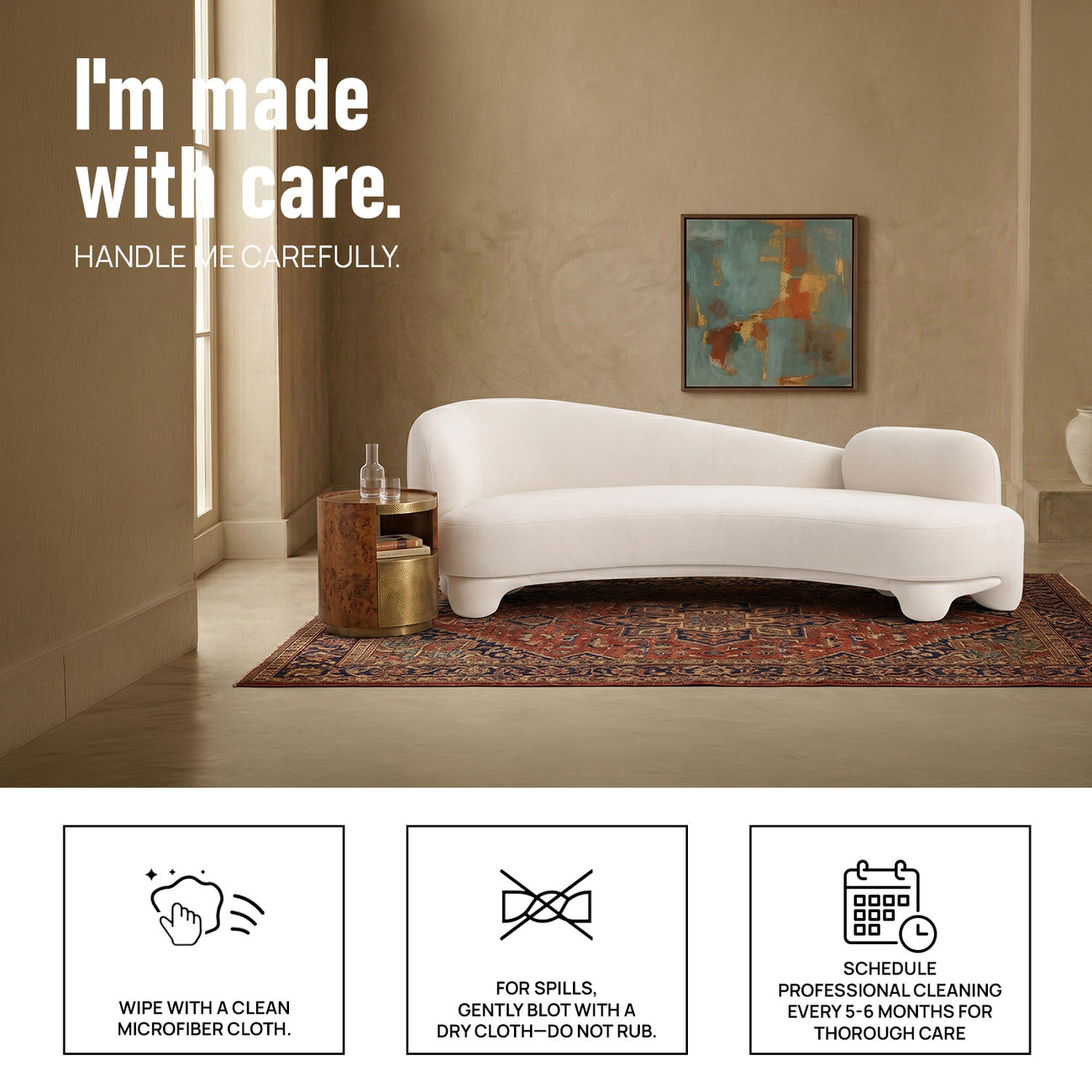 Havryn Platform Ivory 4 - Seater Boucle Sofa