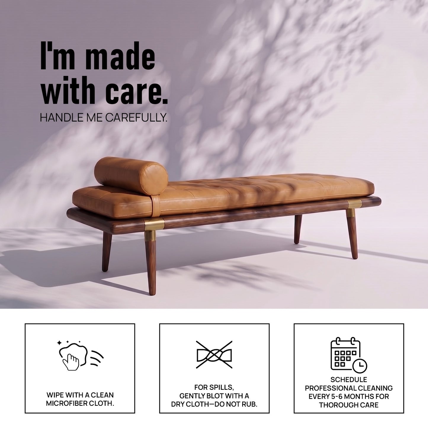 Aurelio Luxe Brown Leather Bench