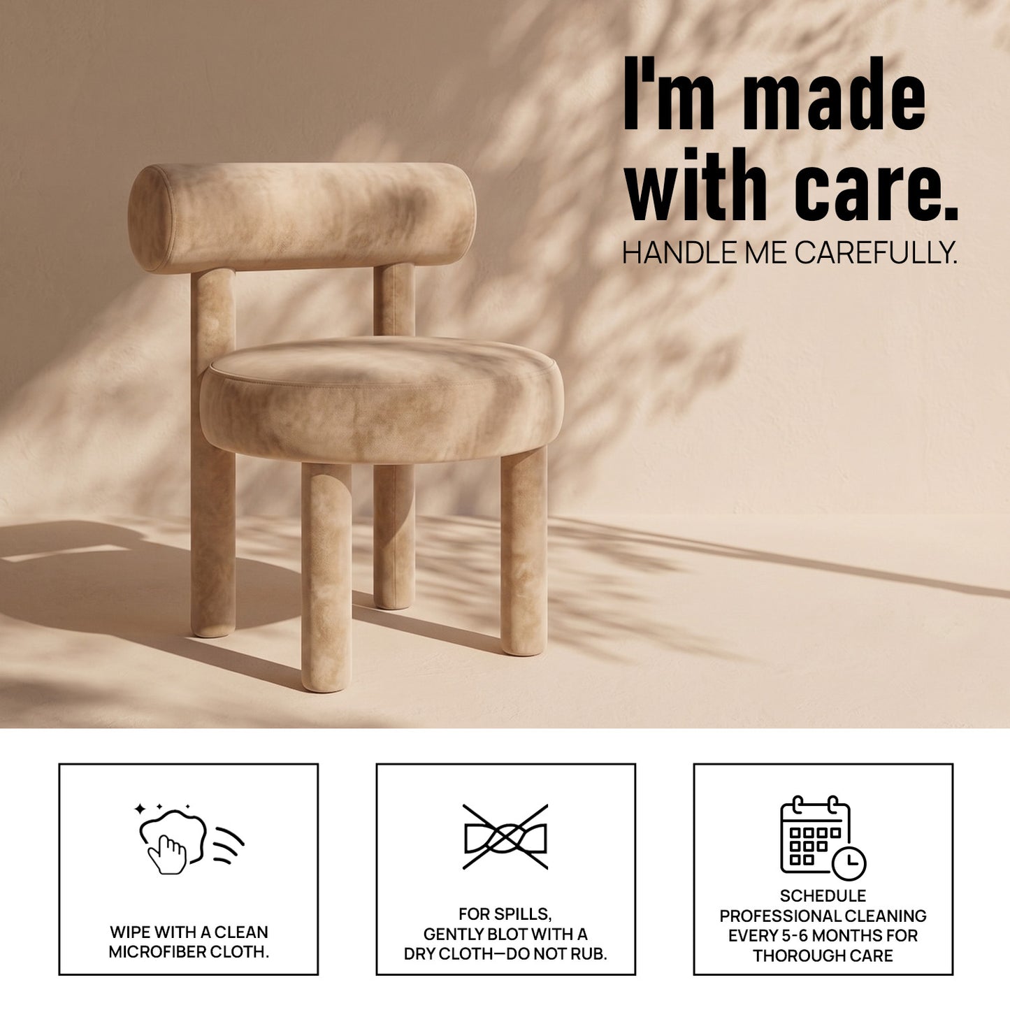 Elevara Cylinder Back Soft Ivory Velvet Dining Chair