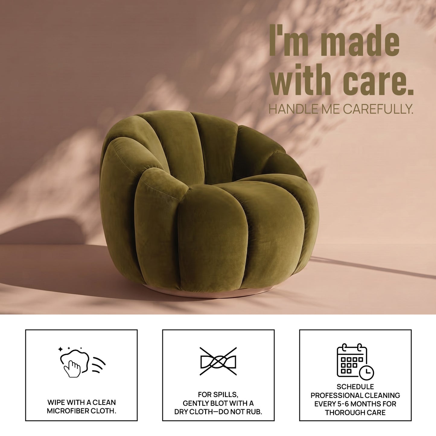 Fleoriane Petal Swivel Olive Velvet Lounge Chair