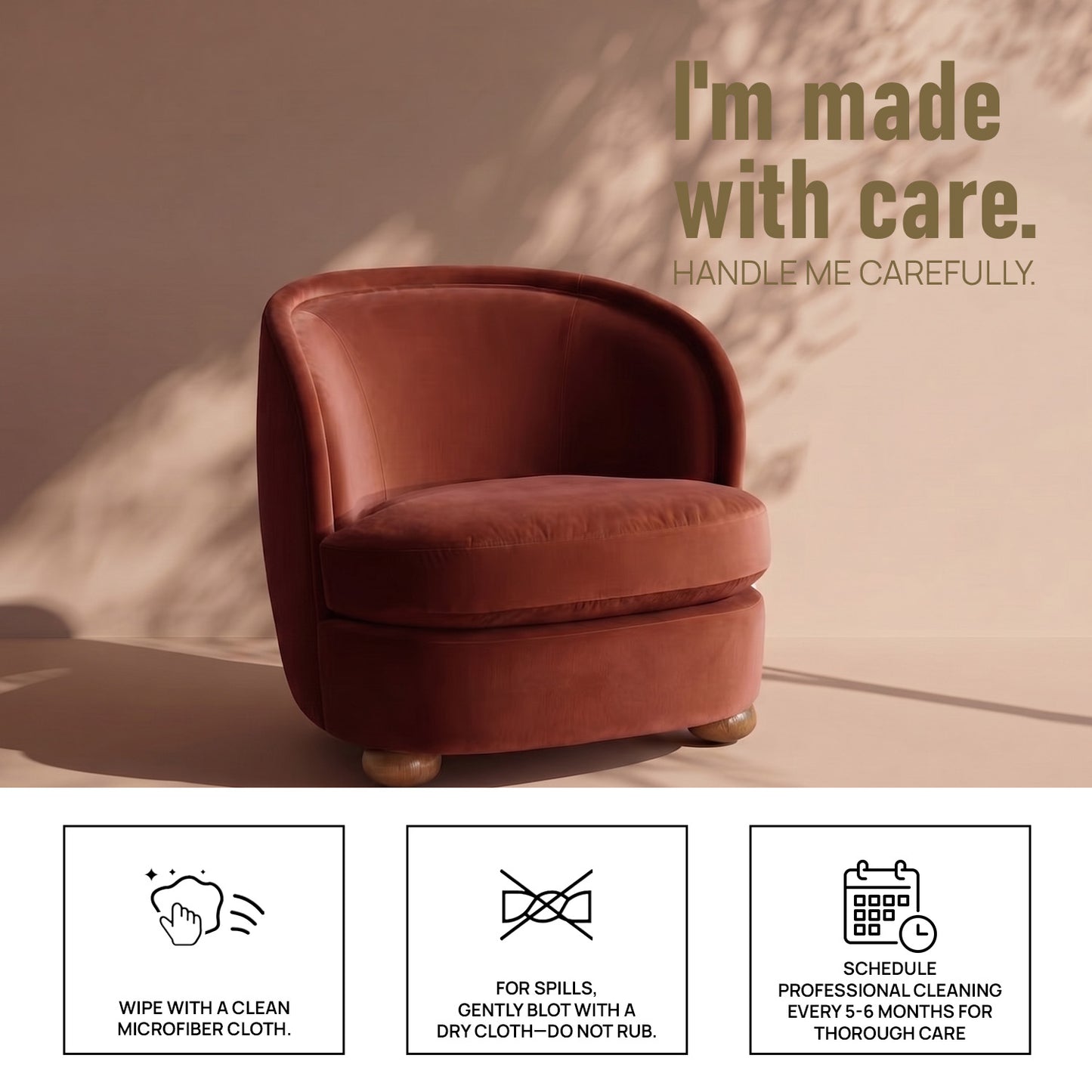 Orevella Classic Barrel Rust Red Velvet Lounge Chair