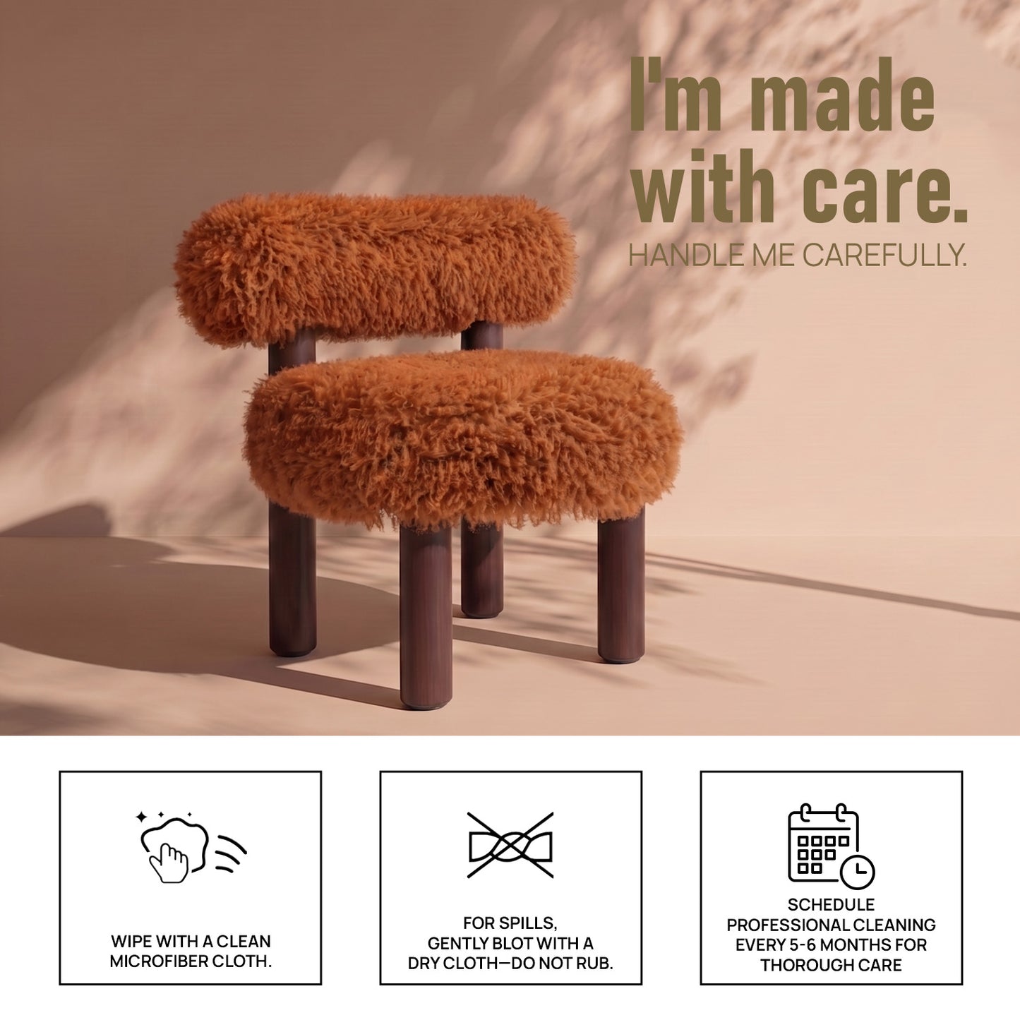 Fleuffin Cozy Burnt Orange Faux Fur Lounge Chair