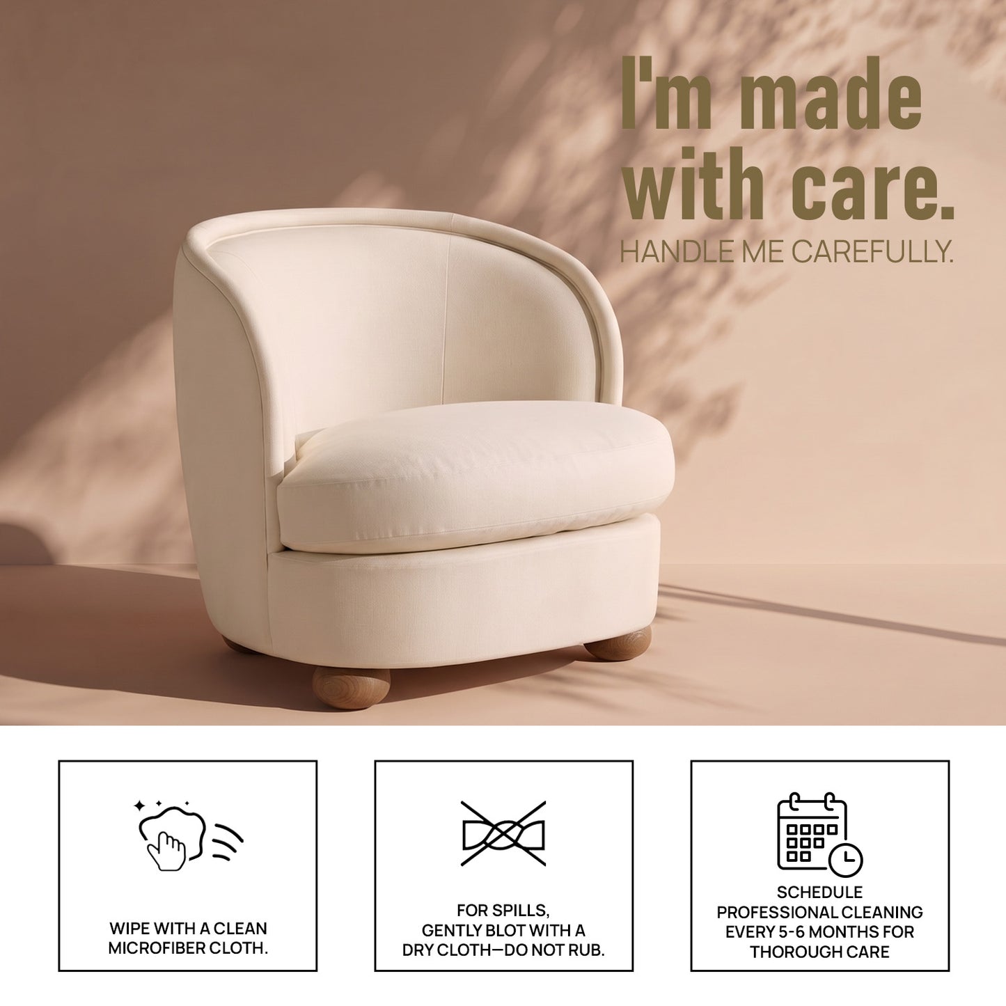 Elevara Petite Ivory Velvet Lounge Chair