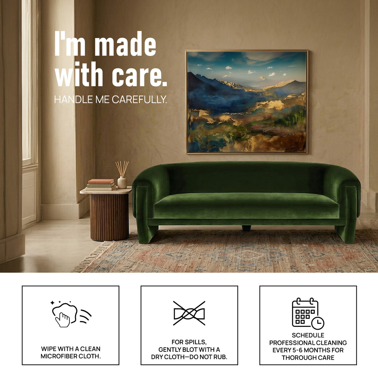 Elvix Abstract Cream 5 - Seater Boucle Sofa