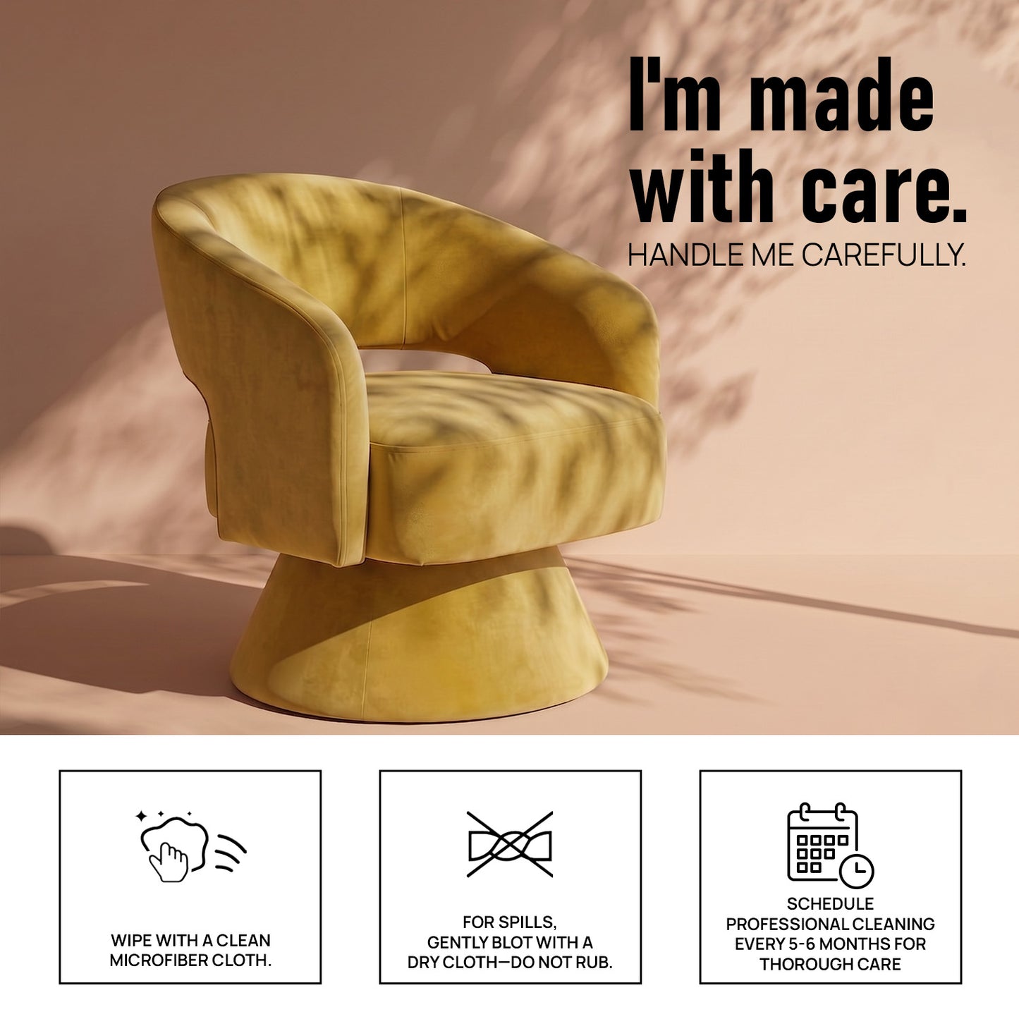 Zoervyn Swivel Mustard Yellow Velvet Lounge Chair