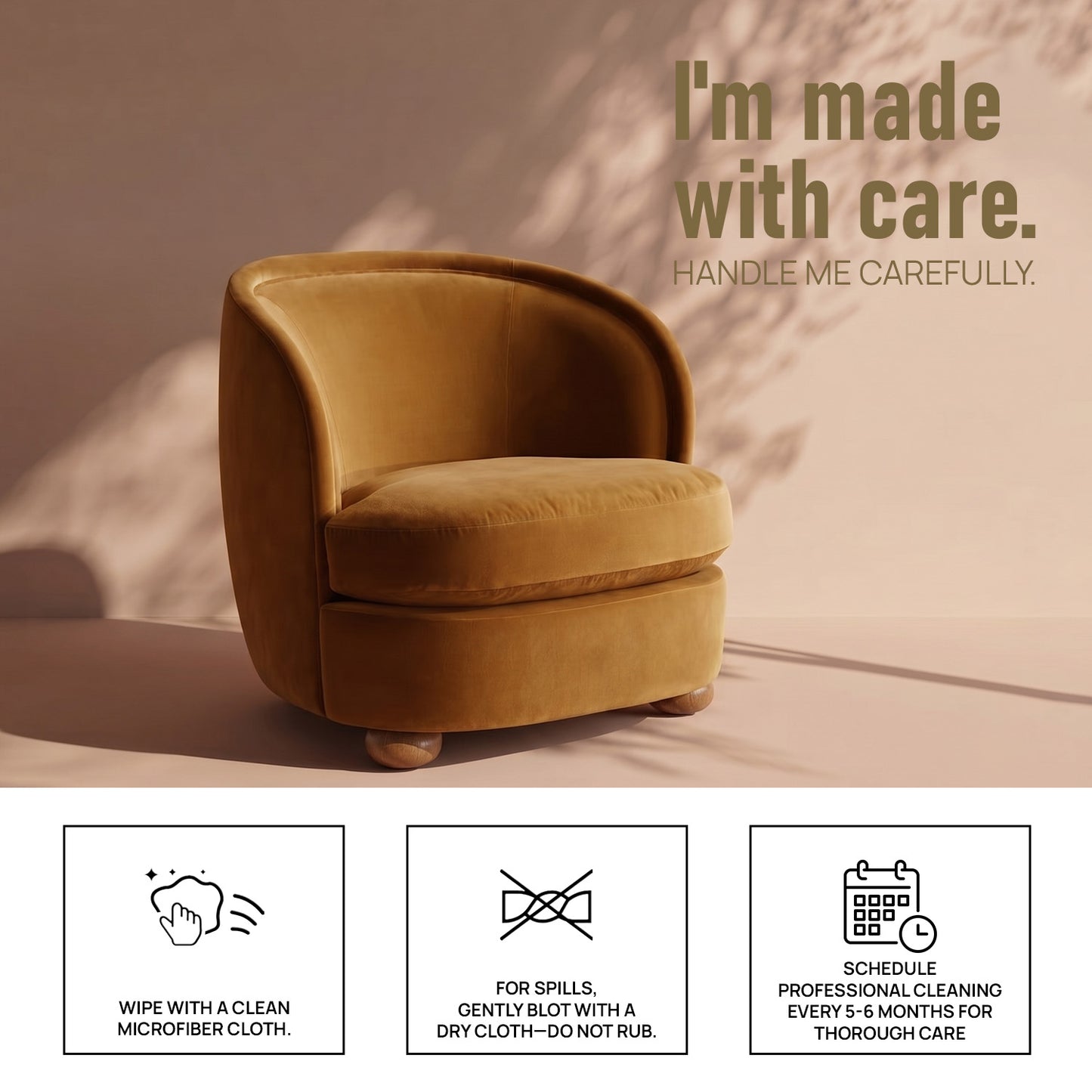Orevella Classic Barrel Mustured Yellow Velvet Lounge Chair