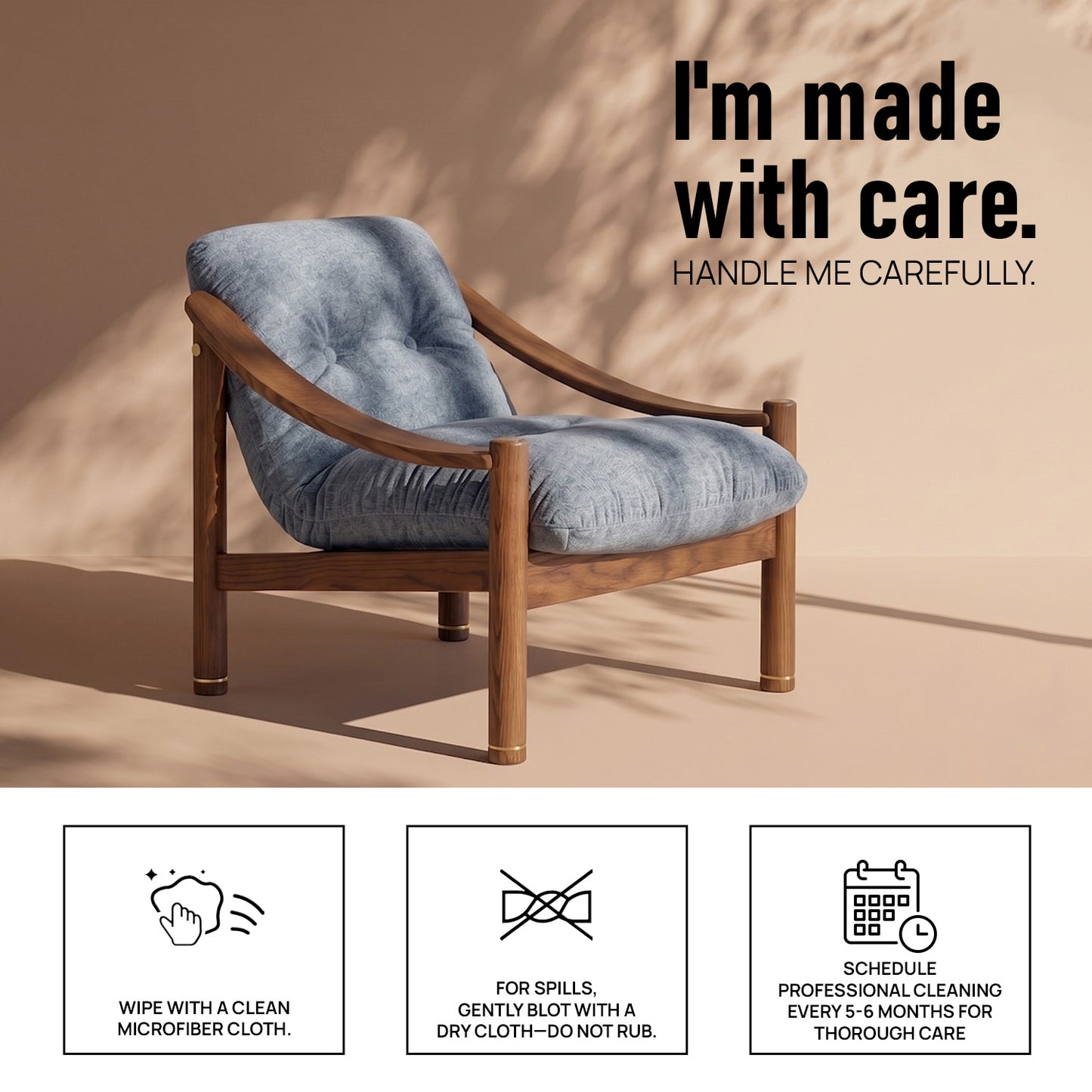 Aveeron Wood Frame Slate Blue Velvet Lounge Chair