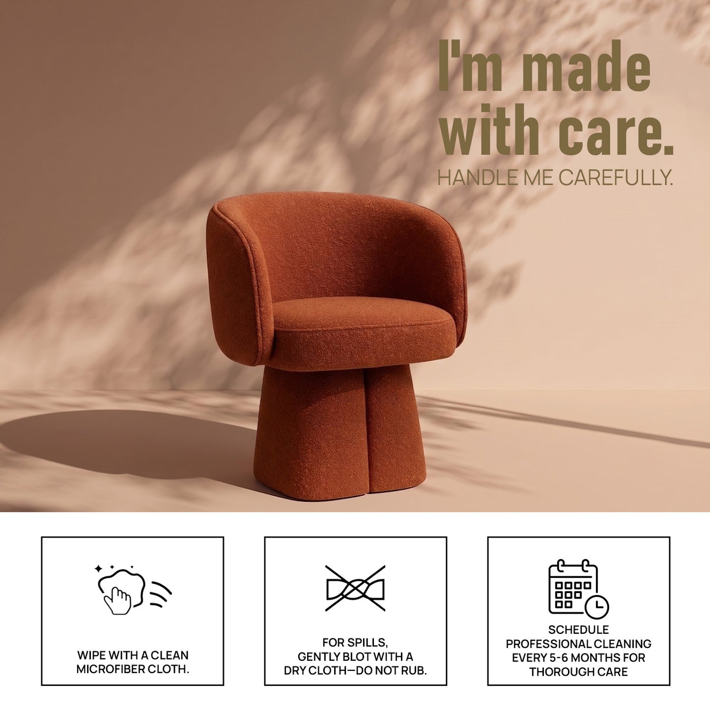 Veelric Sculpted Burnt Sienna Boucle Lounge Chair