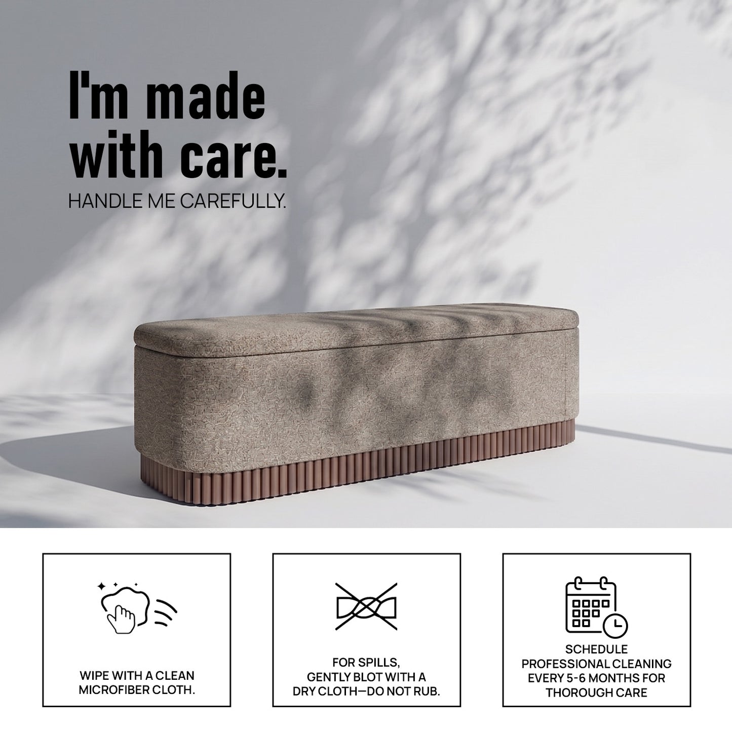 Lunara Edge Speckled Capuccino Boucle Storage Bench