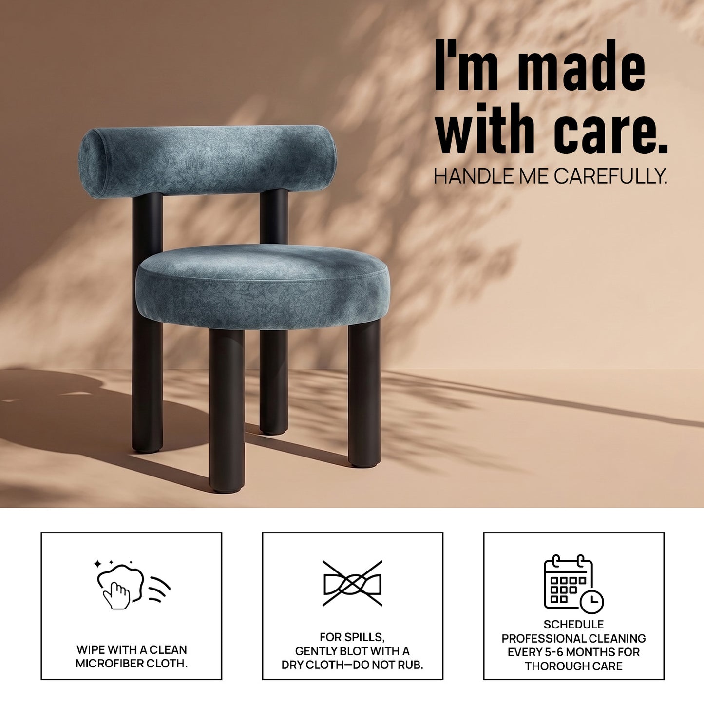 Eleto Minimal Blue Velvet Dining Chair