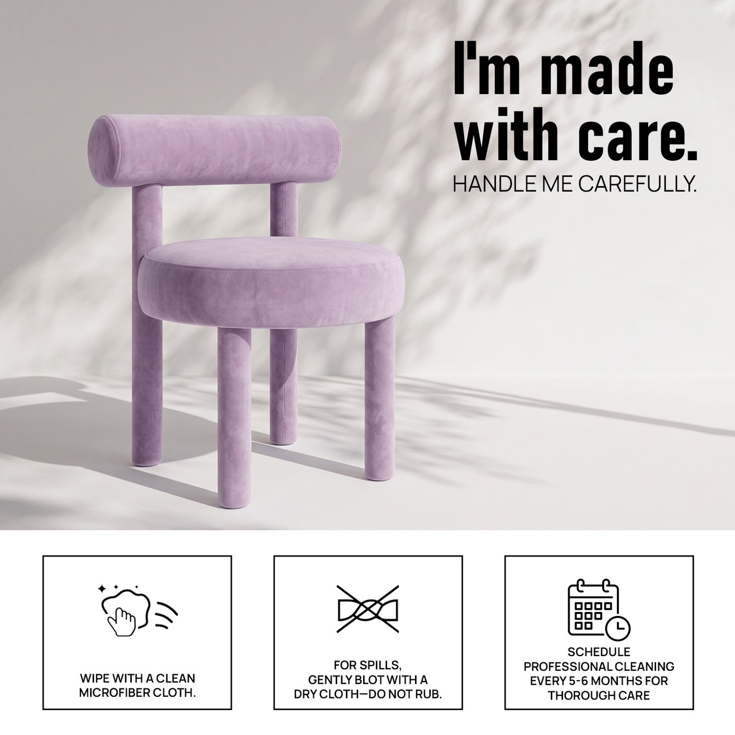 Elevara Cylinder Back Blush Pink Cotton Boucle Dining Chair