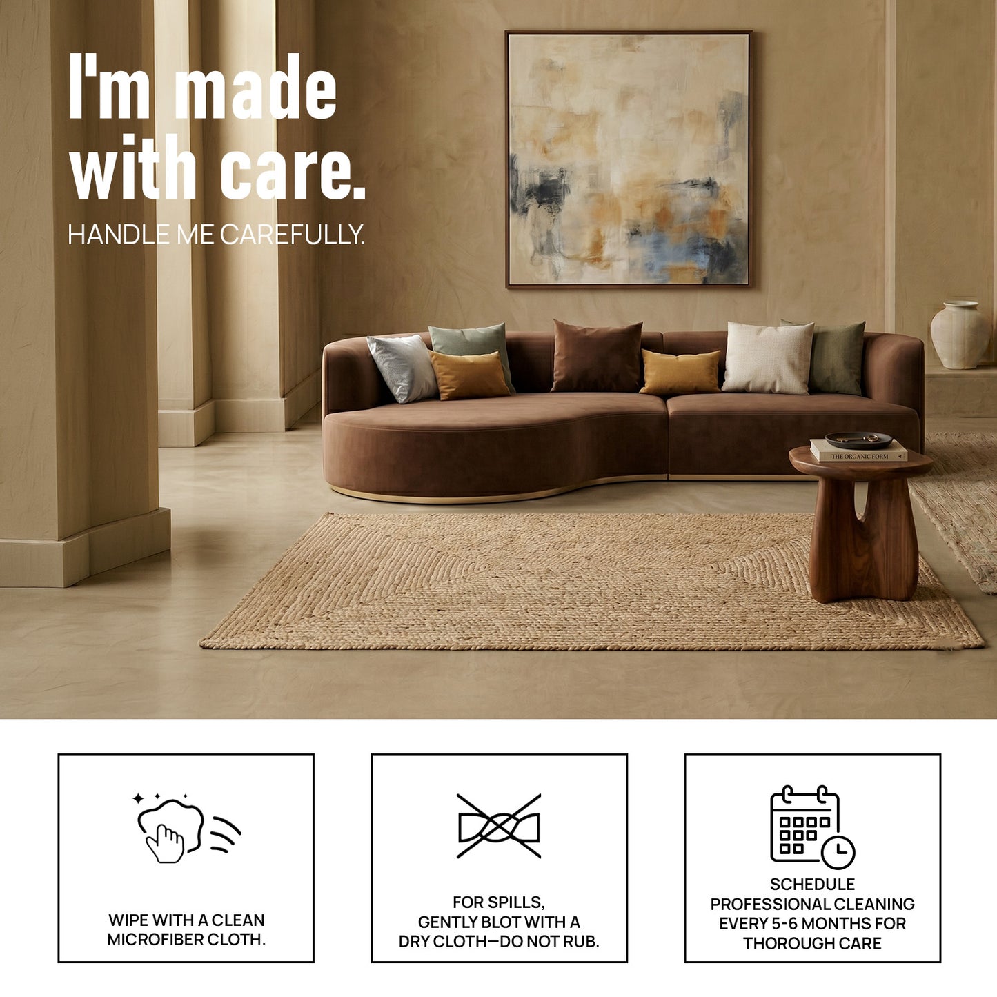 Elvyn Curve Pearl White 3 - Seater Boucle Sofa