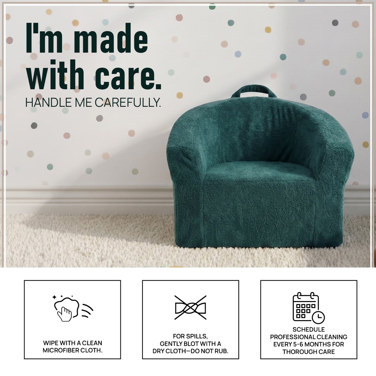 Gabriel Olive Green Puffy Organic Cotton Kids Lounge Chair | Nestroots