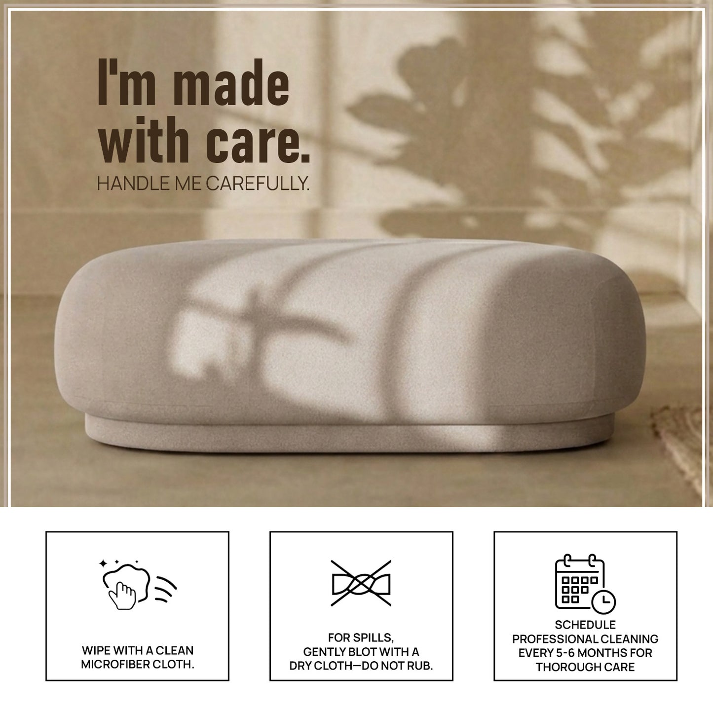 EliteElegance Suede Ottoman Bench Beige